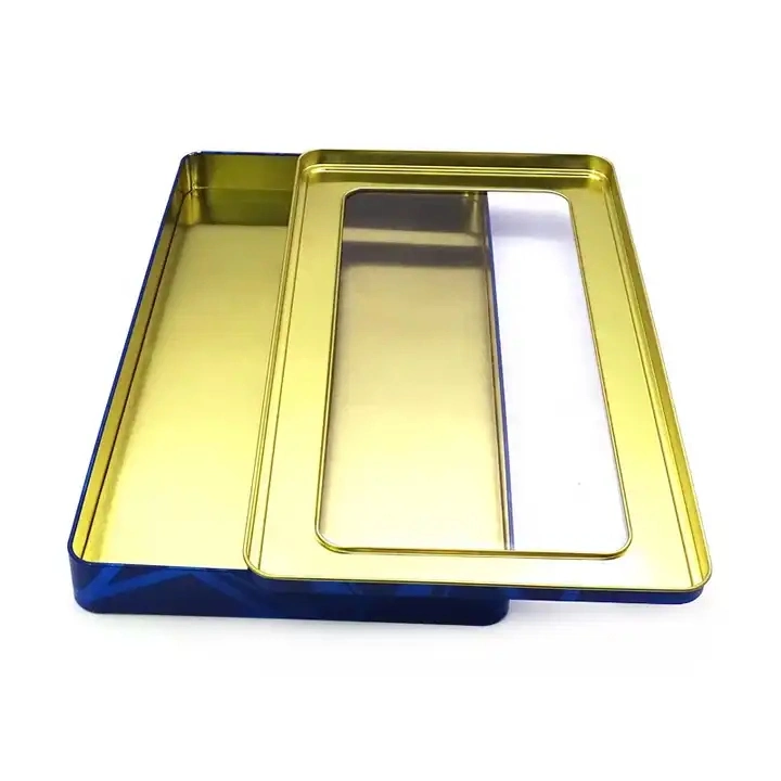 Factory Wholesale Large Rectangular Metal Containers Gift Tin Boxes Transparent Window