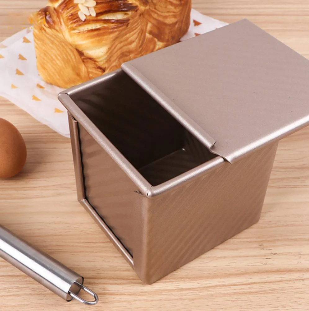 Nonstick Aluminum Square Cake Pan Loaf Bread Toast Tin with Cover Baking Mold
