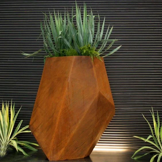 Metal Flower Box Large Corten Steel Metal Round Planter Box