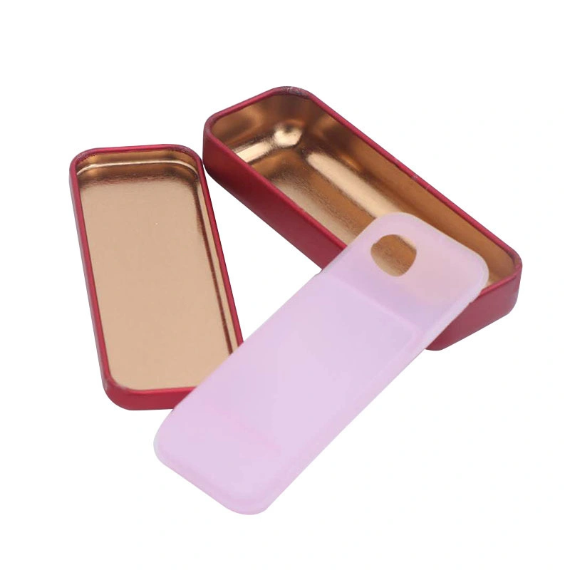 Custom Empty Small Rectangular Sliding Tin Case Metal Chewing Gum Mint Candy Tin Box