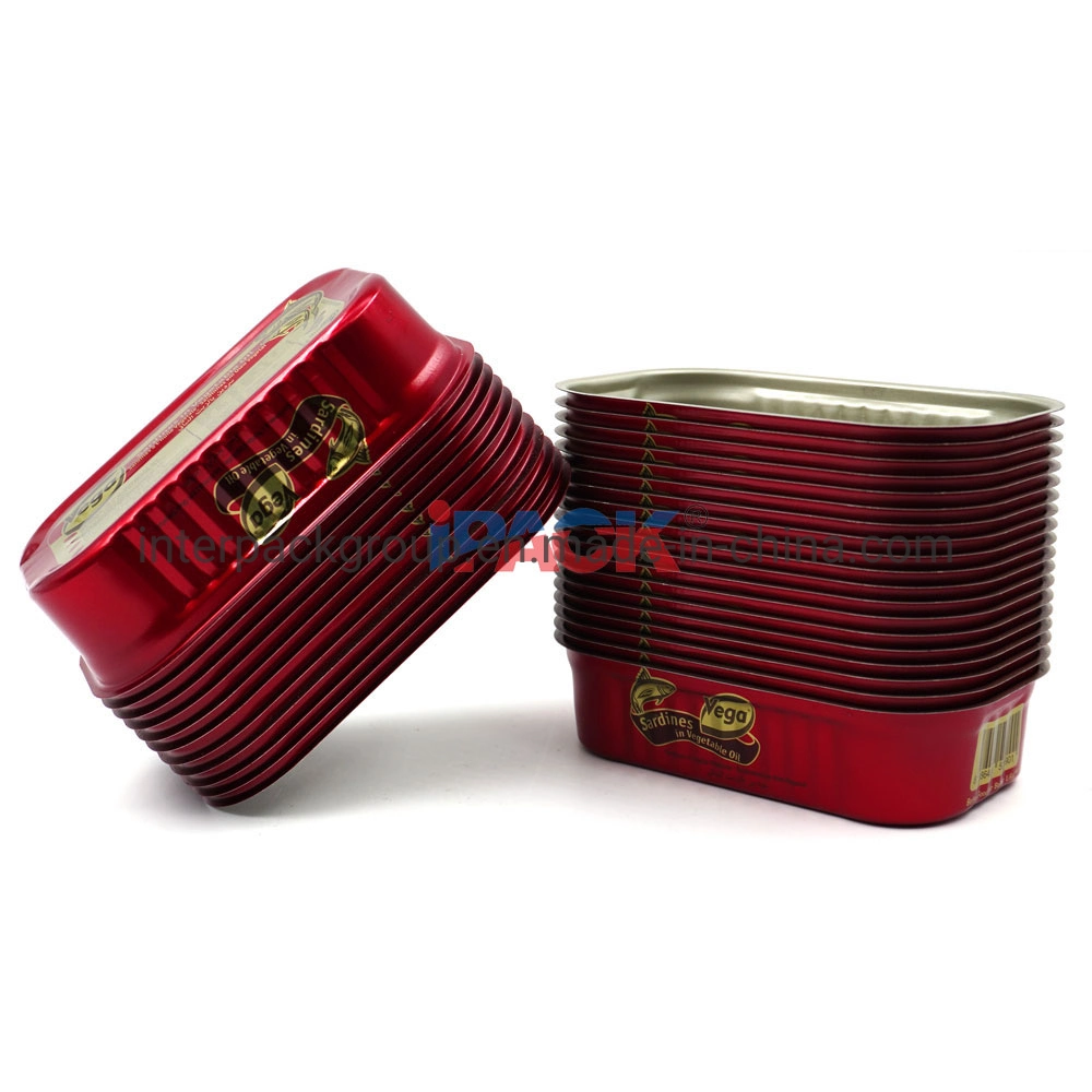 311# Wholesale Food Tin Can Manufacturer Supply 125g Club Can for Sardine Square Tin Can with Eoe Lid