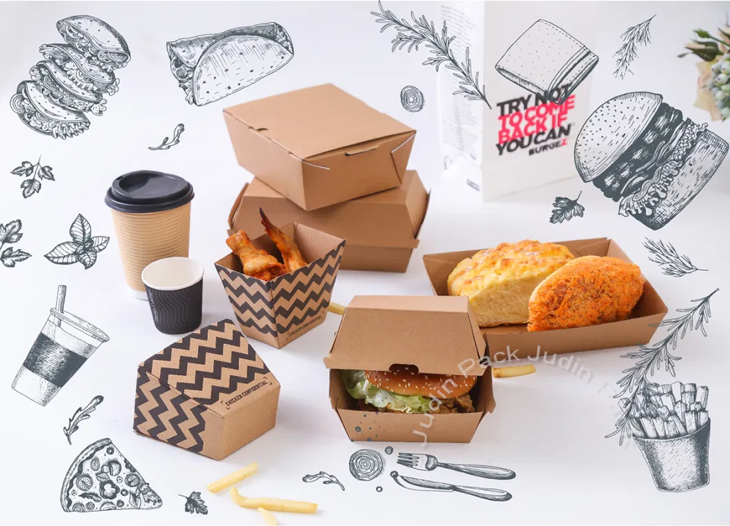 Biodegradable SGS Food Box Delivery Corrugated Paper Hamburger Box Food Packaging