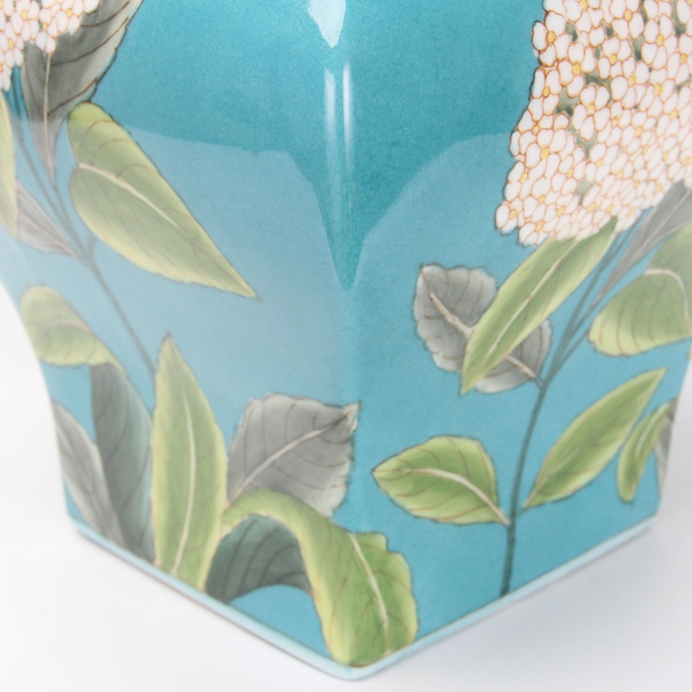 J152 Japanese Porcelain Hand Painting Blue Flower Vase Spring Decorative Storage Bottles Ceramic Jars for Home Decor