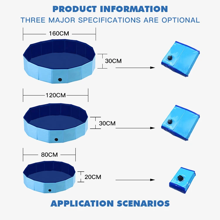 Small Foldable Swimming Paddling Pool for Pets - 80X20cm
