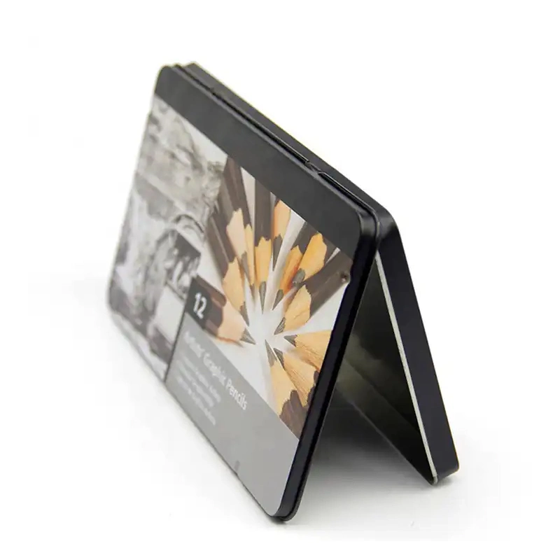 Best-Selling New Design Rectangular Pencil Metal Can Pencil Case Hinge Lid Tin