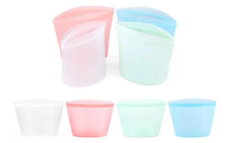 Leakproof Multi-Sizes Online Food Storage Bag Silicone Snack Container Keep Food Fresh Zipper Locked Bag