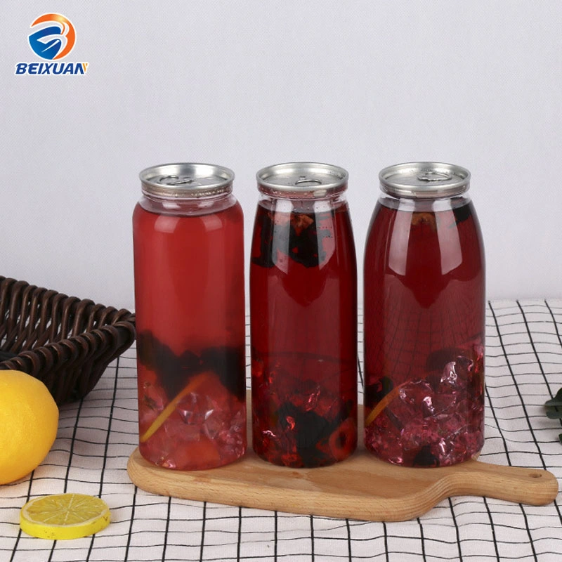 650ml Pet Clear Plastic Can Clear Plastic Cans Packaging with Pull Tab Aluminum Top with Sealing Machine