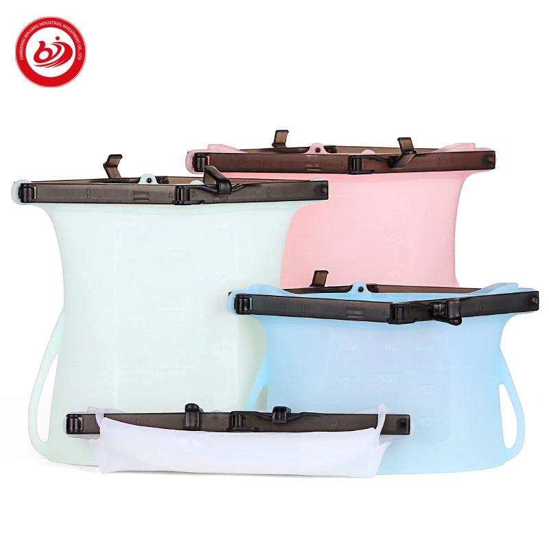 Leakproof Multi-Sizes Online Food Storage Bag Silicone Snack Container Keep Food Fresh Zipper Locked Bag