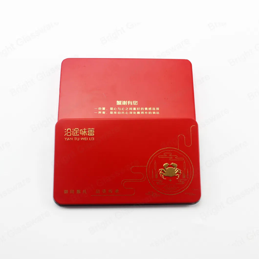 Rectangle Red Tea Canister Tin Metal Coffee Bean Storage Packaging Gift Boxes