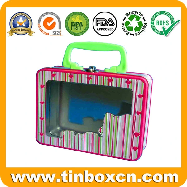 Rectangular Lunch Tin Box with Clear PVC Window, Gift Tins