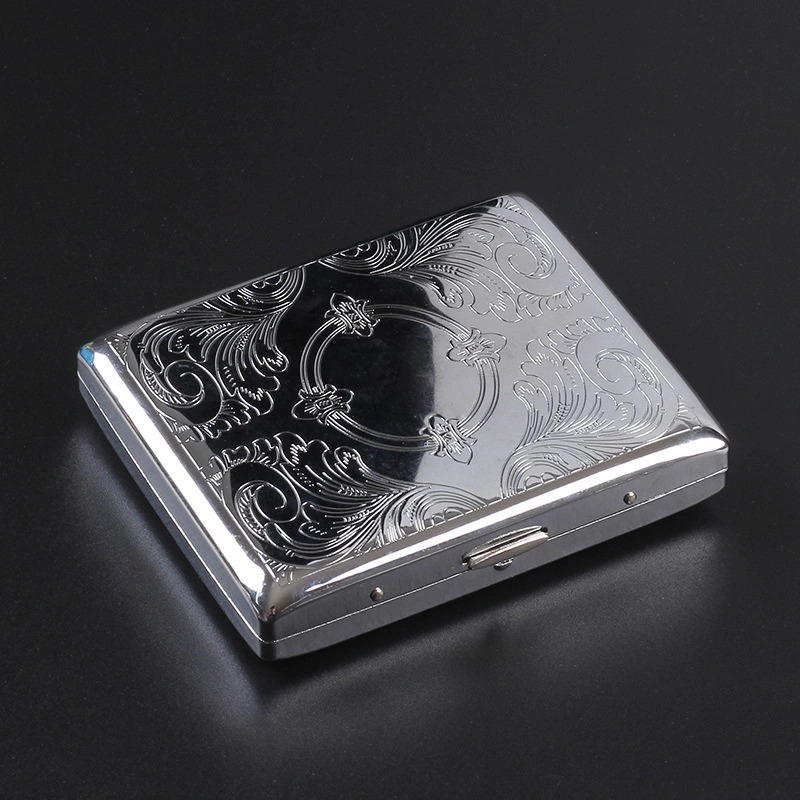 Ea179 Wholesale Small Personalized Retro 100mm Vintage Silver Woman Metal Luxury Cases Slim Box Holder Waterproof Cigarette Case