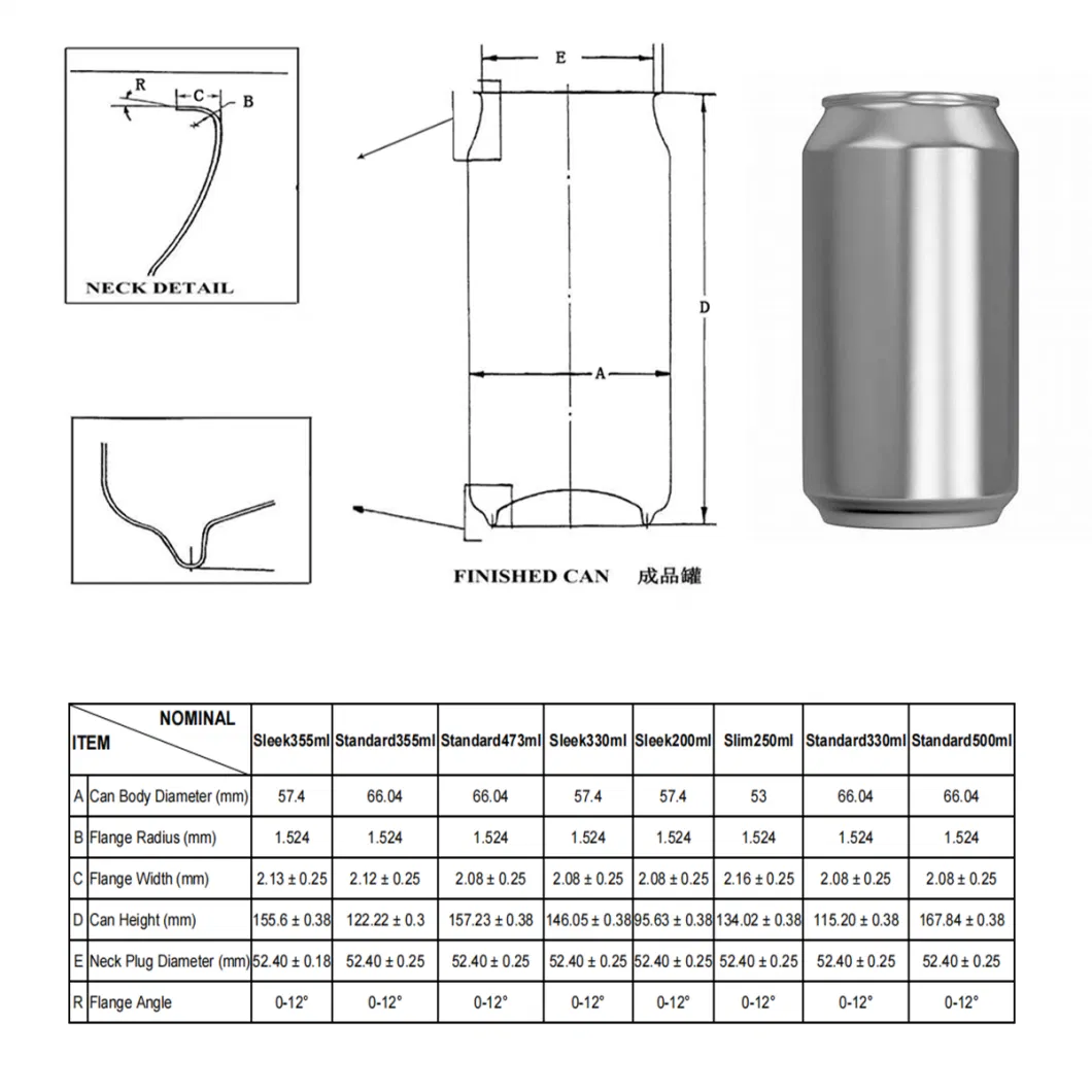 250ml 330ml 355ml 473ml Aluminum Beverage Cans for Tin Cans Drink Packaging
