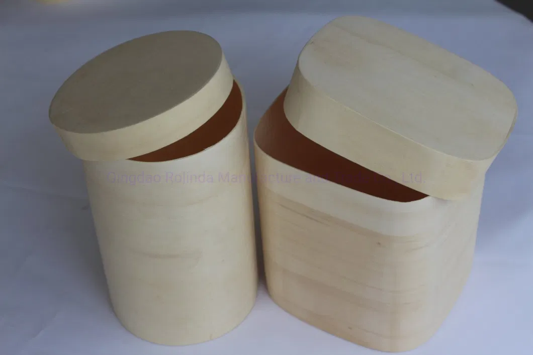Whole Sale Custom Size and Shape Small Round Rectangle Square Heart Shape Wood Veneer Mache Cheese Boxes with Lids