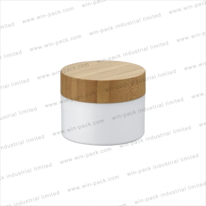 Custom Printed Cosmetic PP Plastic Custom Logo Bamboo Lid Cream Jar Hand