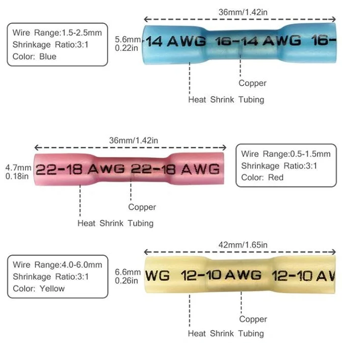 Waterproof Heat Shrink Wire Sleeve Butt Splice Connectors with CE RoHS