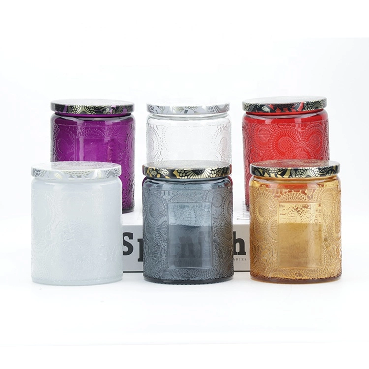 Custom Labels Cylinder Luxury Decorative Empty Candle Vessel Candle Jar with Lid