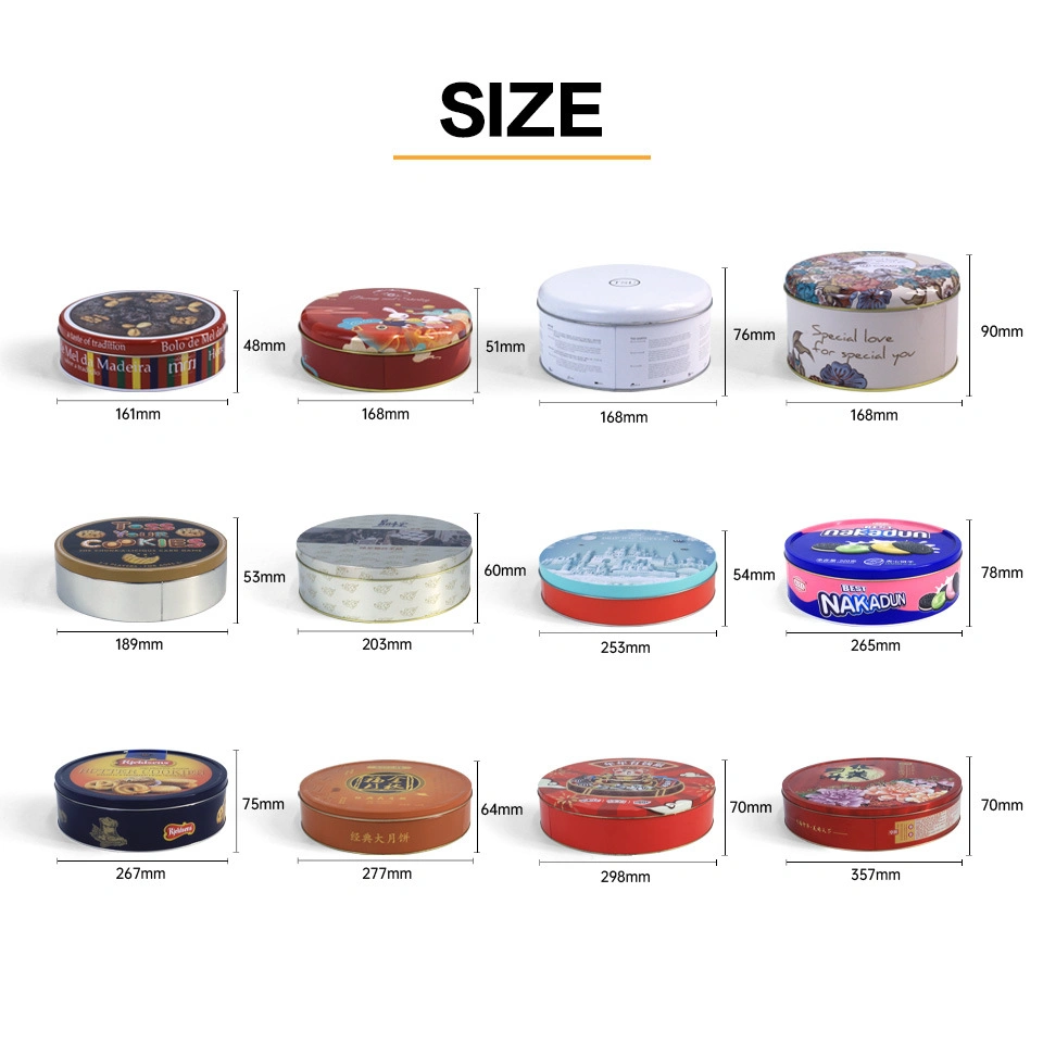 Custom Round Gift Weding Candy Biscuit Packaging Container Metal Cookie Tin Box