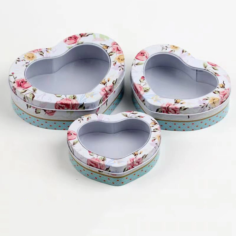 Heart Shaped Metal Tins Box, Valentines Day Candy Biscuits Boxes with Lids, Empty Tin Box Biscuits Jar Candle Tins for Valentines Day Candle Making