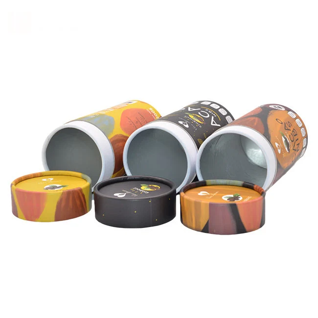 Wholesale Luxury Cylinder Paperboard Childproof Tea Tube Packaging Paper Cosmetic Canister Cylinder Packaging Box