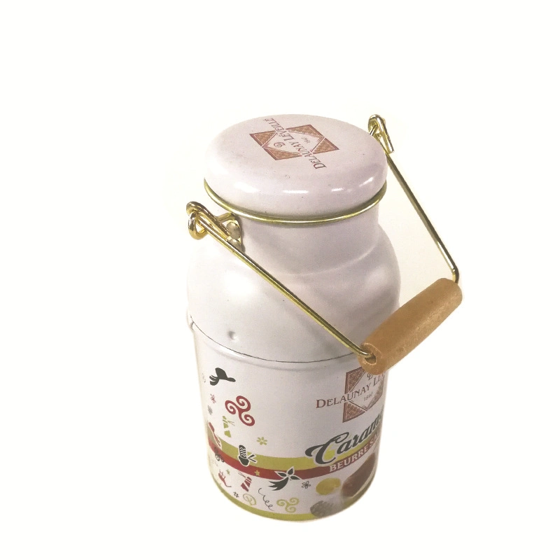 Custom Milk Bottle Shaped Candy Chocolate Packaging Metal Tin Can with Handle