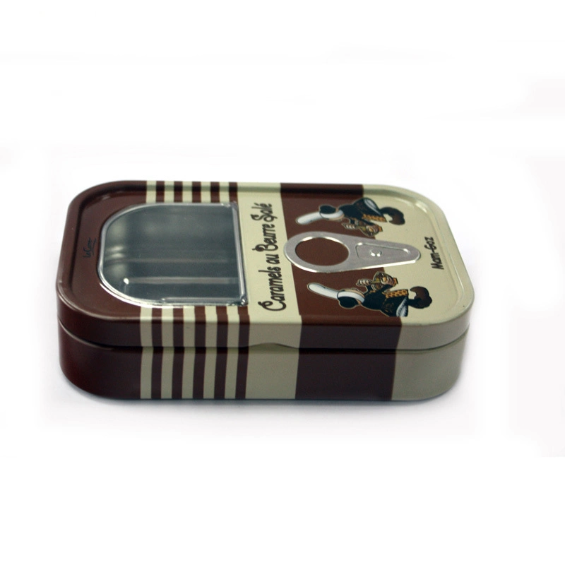 Brc Factory Custom Rectangular Chocolate Mint Candy Packaging Tin Box with Window