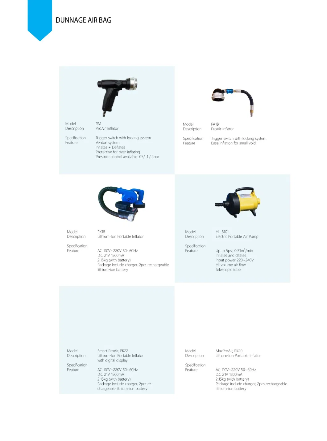 Factory Directly Container Void Filling Packaging Metal Inflator Gun for Dunnage Bag