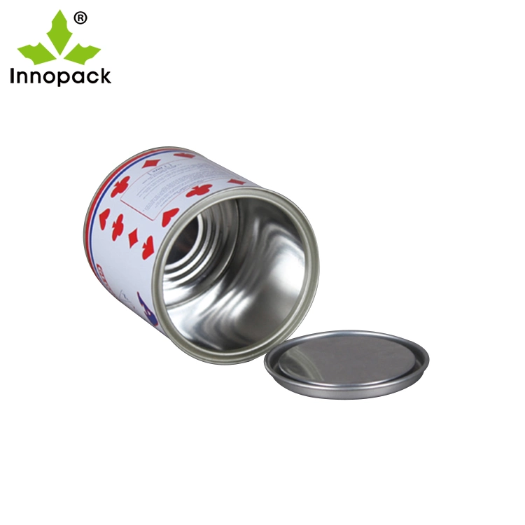 Customized Printing 0.37L Decorative Round Tin Can with Handle for Paint Glue