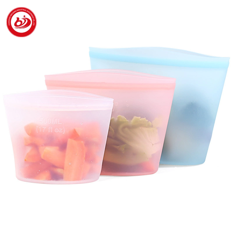 Leakproof Multi-Sizes Online Food Storage Bag Silicone Snack Container Keep Food Fresh Zipper Locked Bag