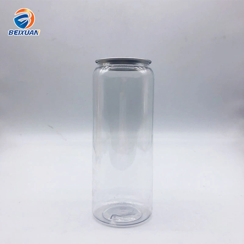 650ml Pet Clear Plastic Can Clear Plastic Cans Packaging with Pull Tab Aluminum Top with Sealing Machine