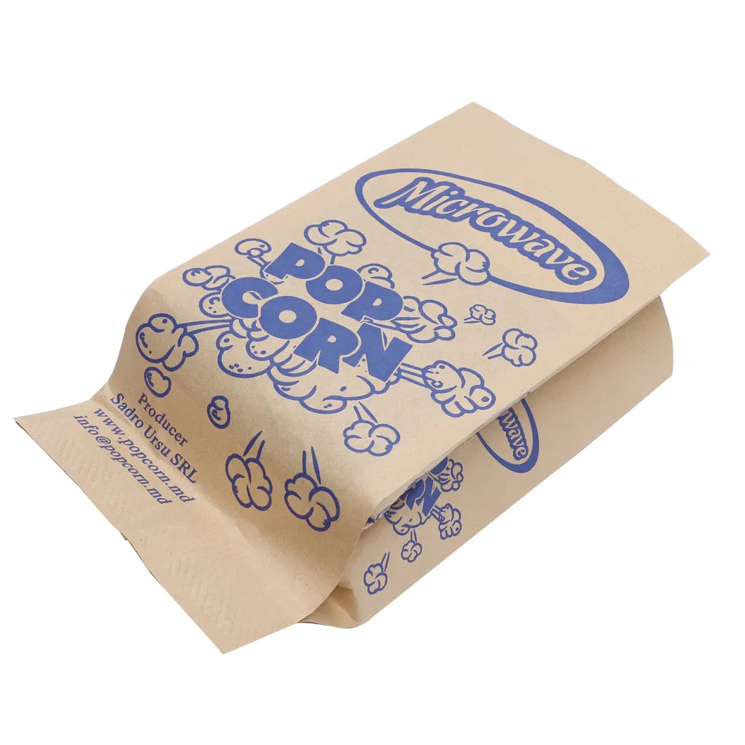 Heating High Quality Food Grade Paper Bags Popcorn Bags Paper with Window with Tin Tie