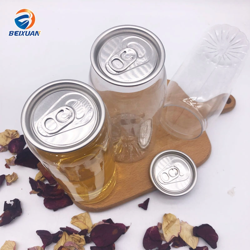 650ml Pet Clear Plastic Can Clear Plastic Cans Packaging with Pull Tab Aluminum Top with Sealing Machine