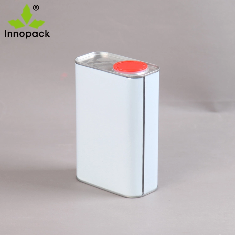 White Rectangular Tin Square Metal Can 1 Litre