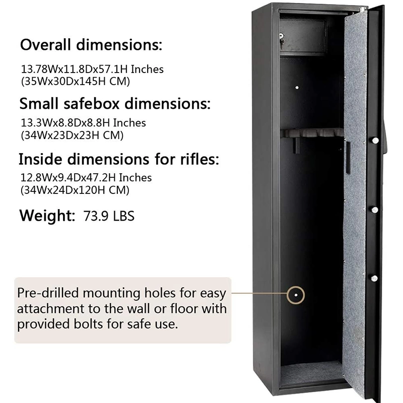 Large Metal Smart Gun Safe Box Home Safety Mechanical Lock Safe Box