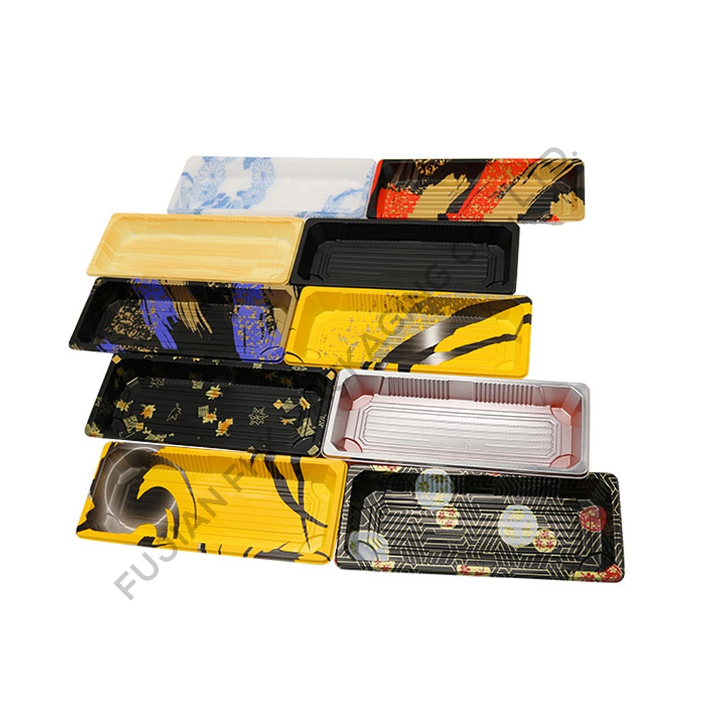 Customized Packing Party Black Printing Luxury Delivery Disposable Plastic Sushi Box