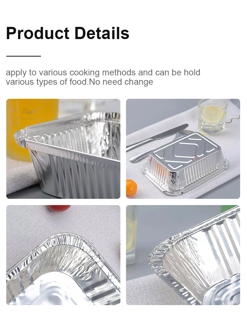 Square Aluminum Foil Insulation Tin Foil Box Disposable Takeaway Packaging