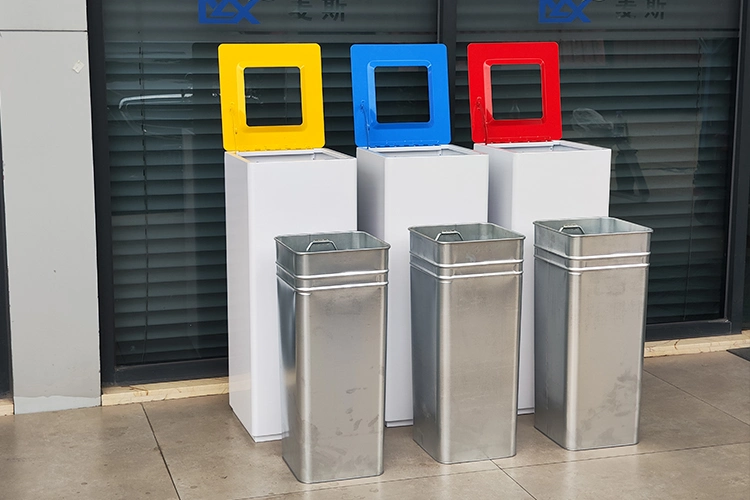 Indoor Square Metal Color Multi-Classification Trash Can