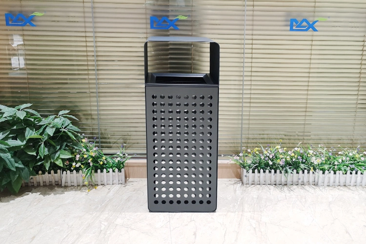 Customized Environmentally Friendly Street Outdoor Metal Two Sides Open Square Trash Can