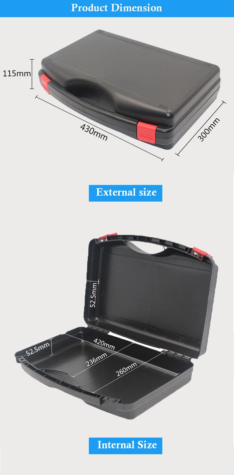 Small Waterproof PP Material Carrying Hard Plastic Case for Metal Parts Packing