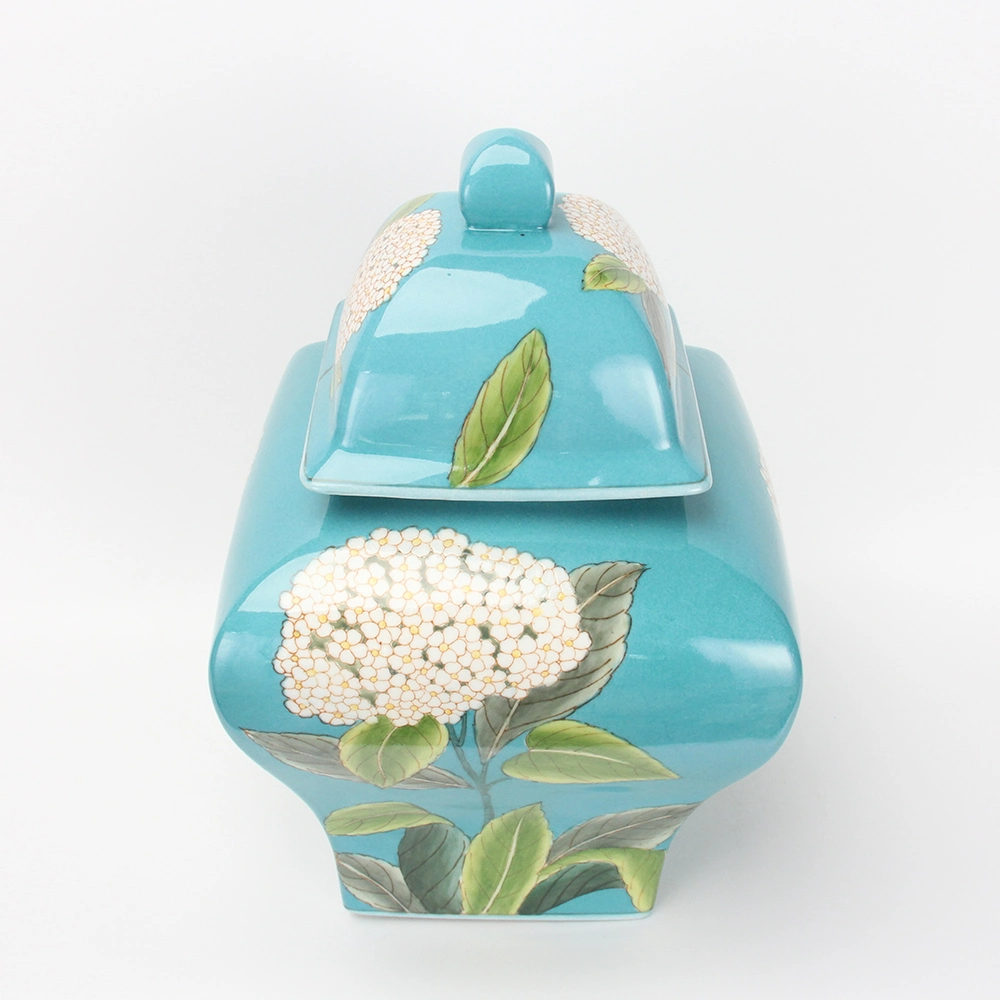 J152 Japanese Porcelain Hand Painting Blue Flower Vase Spring Decorative Storage Bottles Ceramic Jars for Home Decor