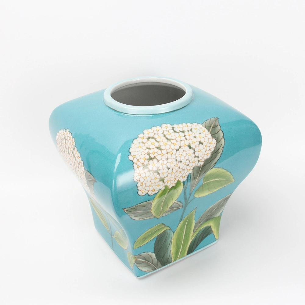 J152 Japanese Porcelain Hand Painting Blue Flower Vase Spring Decorative Storage Bottles Ceramic Jars for Home Decor