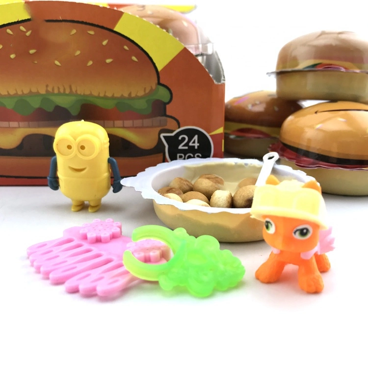 Factory Wholesale Halal Burger Shaped Chocolate Biscuit with Toy Candy