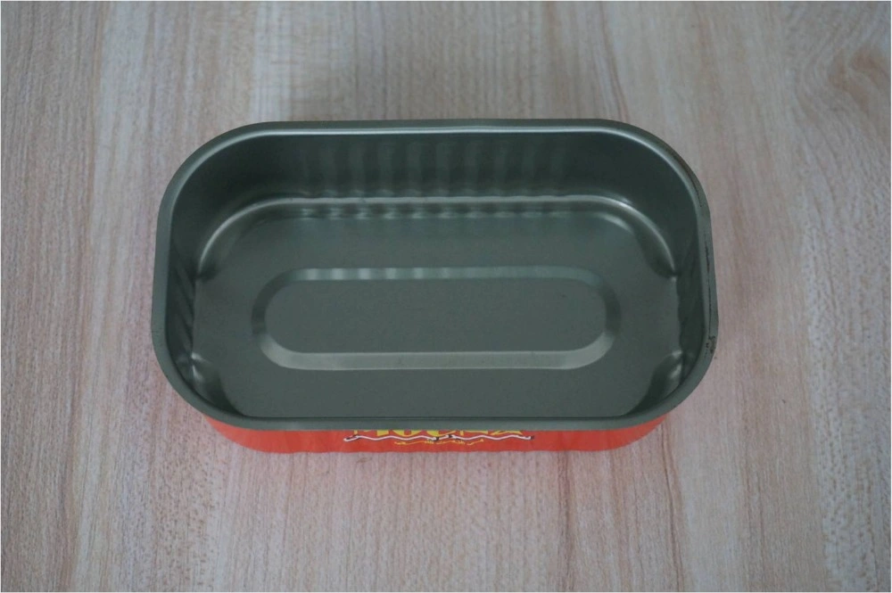 2 Pieces Tinplate Container with Aluminum Rectangle Can Tuna Canning Factory Cans for Meat and Fish