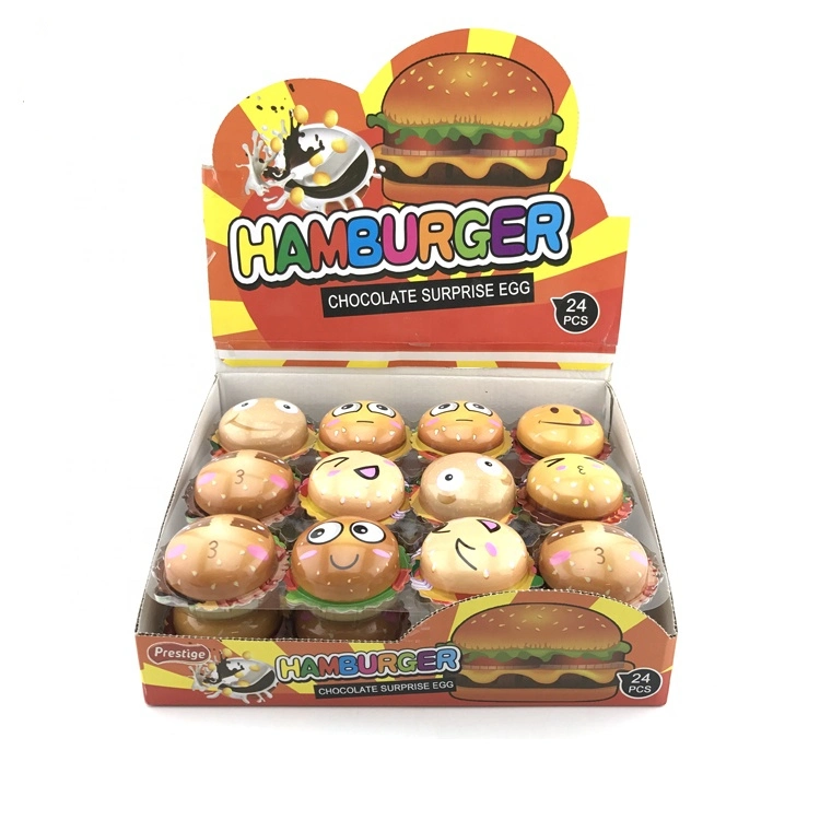 Factory Wholesale Halal Burger Shaped Chocolate Biscuit with Toy Candy