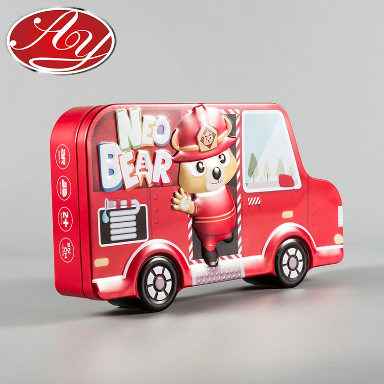 Cartoon Car and Bear Irregular Food Biscuits Gift Stationery Metal Tin Box