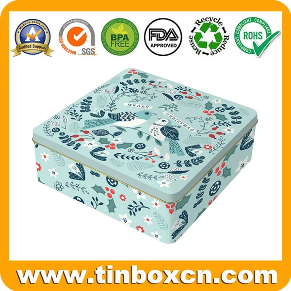 Large Square Christmas Storage Tin Box for Metal Gift Packaging