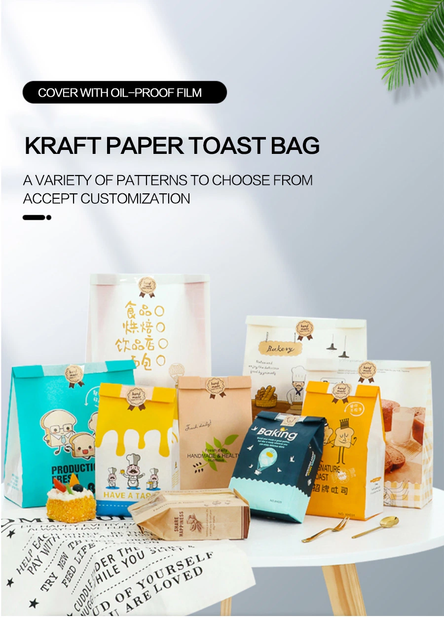 Custom Print Reusable Bread Bag Toast Paper Bags Food Grade Package with Tin Tie