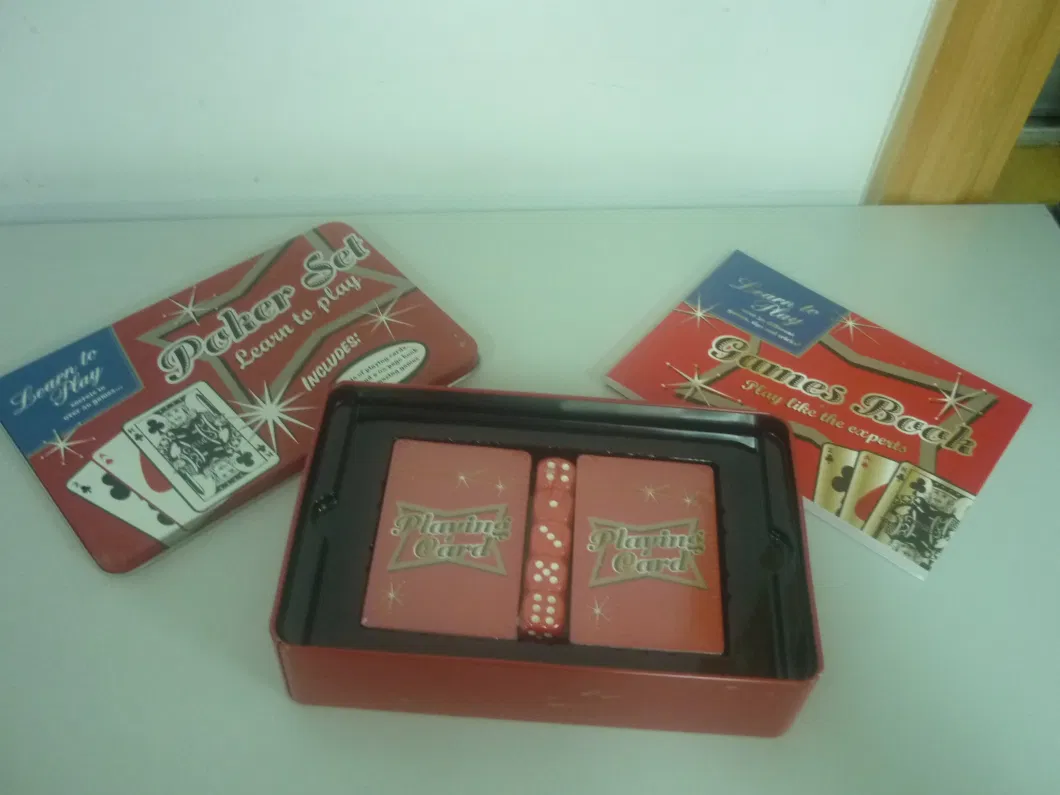 Playing Card Tin Box Custom Design Factory Directly Rectangular Tin Box for 2 Sets Playing Card Tin Box Packaging