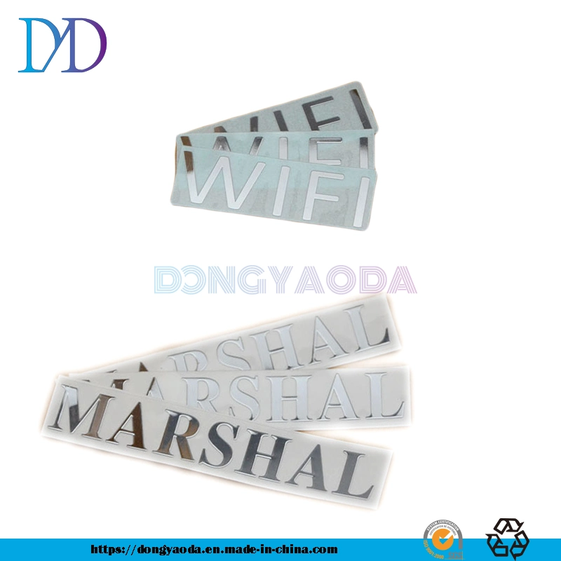 Custom Thin Silver, Gold Nickel 3D Logo Metal Embossed Sticker with 3m Adhesive