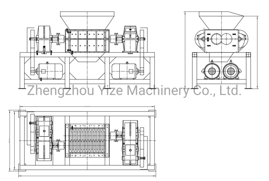 3000kg/H Waste Wood Pallet Bottle Cardboard Shredding Machine Tyre Metal Recycling Machine