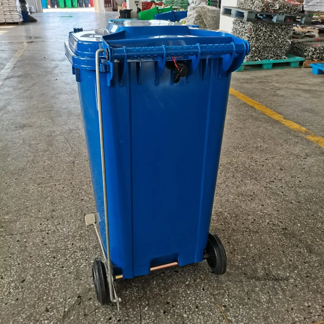 240L Virgin HDPE Customized Color Mobile Wheeled Recycle Plastic Dustbins Garbage Waste Bin Park Large Trash Can